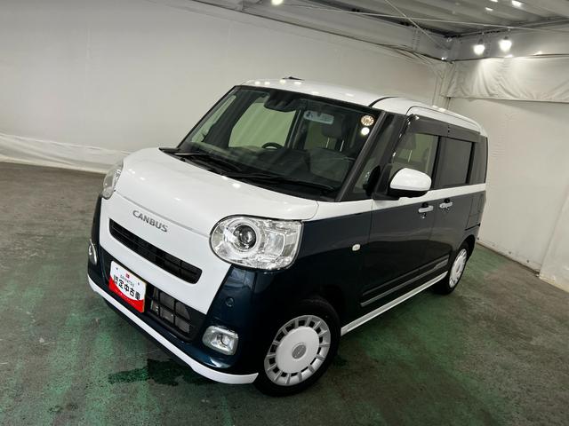 ムーヴキャンバスストライプスＧ　走行１４６６８キロ／９インチナビ／ドラレコ禁煙車　ワンオーナー　純正フルセグナビ　パノラマモニター　ドラレコ　純正マット　サイドエアバッグ　ＬＥＤヘッドランプ　電動格納ミラー　シートヒーター　両側電動スライドドア　オートエアコン（埼玉県）の中古車