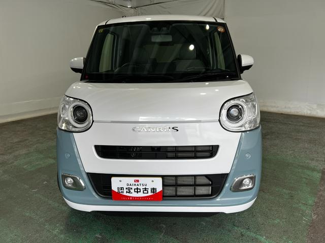 ムーヴキャンバスストライプスG 雹害/車検整備付/走行12746キロ1年保証距離無制限 走行距離12746キロ 純正マット サイドエアバッグ LEDヘッドランプ アイドリングストップ シートヒーター 両側スライドドア オート格納式ドアミラー 電動パーキングブレーキ(埼玉県)の中古車