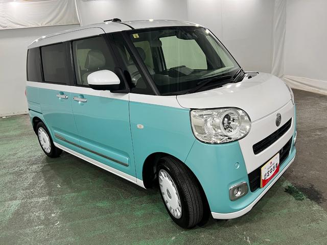 ムーヴキャンバスストライプスGターボ 走行9787キロ/車検整備付/ナビ一年保証・走行距離無制限 フルセグナビ Bluetooth 全周囲カメラ ドラレコ ETC クリアランスソナー オートライト LEDヘッドライト シートヒーター 両側電動スライドドア(埼玉県)の中古車