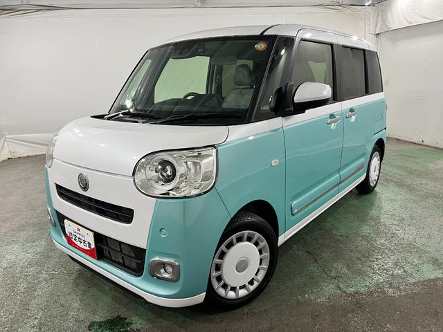ムーヴキャンバスストライプスGターボ 走行9787キロ/車検整備付/ナビ一年保証・走行距離無制限 フルセグナビ Bluetooth 全周囲カメラ ドラレコ ETC クリアランスソナー オートライト LEDヘッドライト シートヒーター 両側電動スライドドア(埼玉県)の中古車