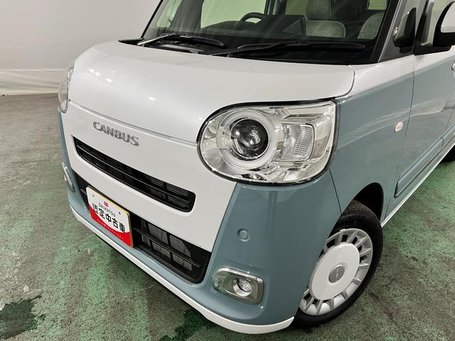 ムーヴキャンバスストライプスG 走行7キロ/LEDヘッドランプ/純正マット1年保証距離無制限 走行距離7キロ 純正マット サイドエアバッグ LEDヘッドランプ アイドリングストップ シートヒーター 両側電動スライドドア オート格納式ドアミラー キーフリー(東京都)の中古車
