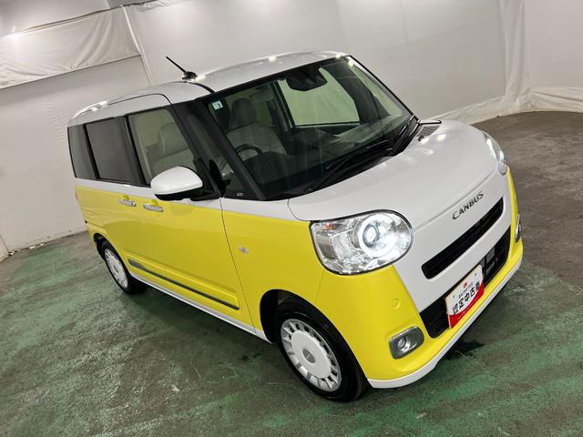 ムーヴキャンバスストライプスG 走行1031キロ/シートヒーター/両側電動1年保証距離無制限 走行距離1031キロ マット サイドエアバッグ LEDヘッドランプ アイドリングストップ シートヒーター 両側電動スライドドア オート格納式ドアミラー 電動パーキングブレーキ(埼玉県)の中古車