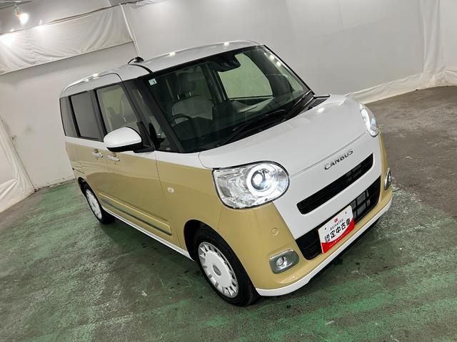 ムーヴキャンバスストライプスG 走行2404キロ/LEDヘッドランプ/マット1年保証距離無制限 走行距離2404キロ 純正マット サイドエアバッグ LEDヘッドランプ アイドリングストップ シートヒーター 両側電動スライドドア オート格納式ドアミラー(埼玉県)の中古車