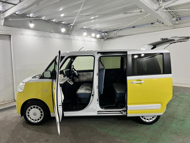 ムーヴキャンバスストライプスG 車検整備付/走行26170キロ/ナビドラレコ1年保証距離無制限 走行距離26170キロ 純正フルセグナビ パノラマモニター ドラレコ 純正マット サイドエアバッグ LEDヘッドランプ アイドリングストップ シートヒーター 両側電動スライドドア(東京都)の中古車