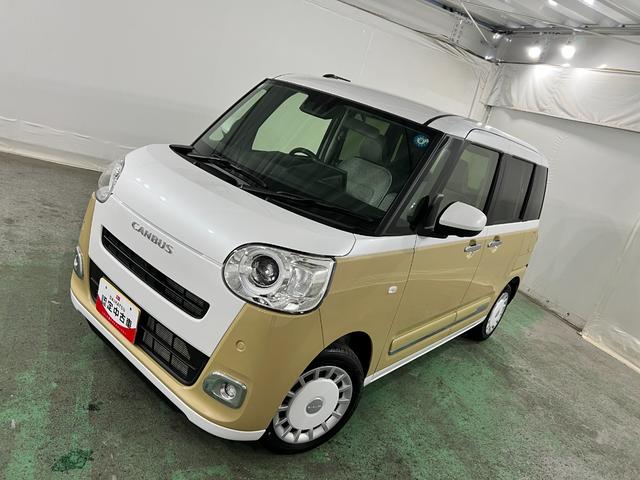 ムーヴキャンバスストライプスＧ　走行１５０キロ／９型ディスプレイオーディオ１年保証距離無制限　走行距離１５０キロ　純正ディスプレイオーディオ　パノラマモニター　純正マット　サイドエアバッグ　ＬＥＤヘッドランプ　アイドリングストップ　シートヒーター　両側電動スライドドア（埼玉県）の中古車