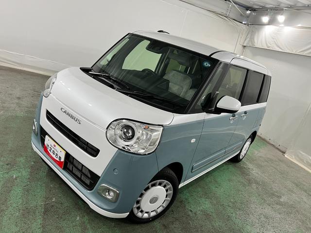 ムーヴキャンバスストライプスＧ　走行２４６５キロＬＥＤヘッドランプ／マット１年保証距離無制限　走行距離２４６５キロ　純正マット　サイドエアバッグ　ＬＥＤヘッドランプ　アイドリングストップ　シートヒーター　両側電動スライドドア　オート格納式ドアミラー　キーフリー（埼玉県）の中古車