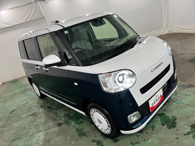 ムーヴキャンバスストライプスG 走行3799キロ/LEDヘッドランプ/マット禁煙車 ワンオーナー 1年保証距離無制限 走行距離3799キロ 純正マット サイドエアバッグ LEDヘッドランプ シートヒーター 両側電動スライドドア オート格納式ドアミラー 電動パーキングブレーキ(埼玉県)の中古車