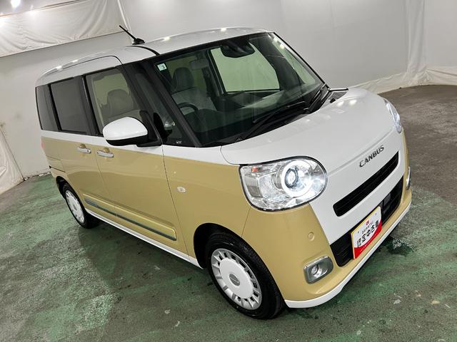 ムーヴキャンバスストライプスG 走行18キロ/LEDヘッドランプ/純正マット1年保証距離無制限 走行距離18キロ 純正マット サイドエアバッグ LEDヘッドランプ アイドリングストップ シートヒーター 両側電動スライドドア オート格納式ドアミラー 電動パーキングブレーキ(埼玉県)の中古車