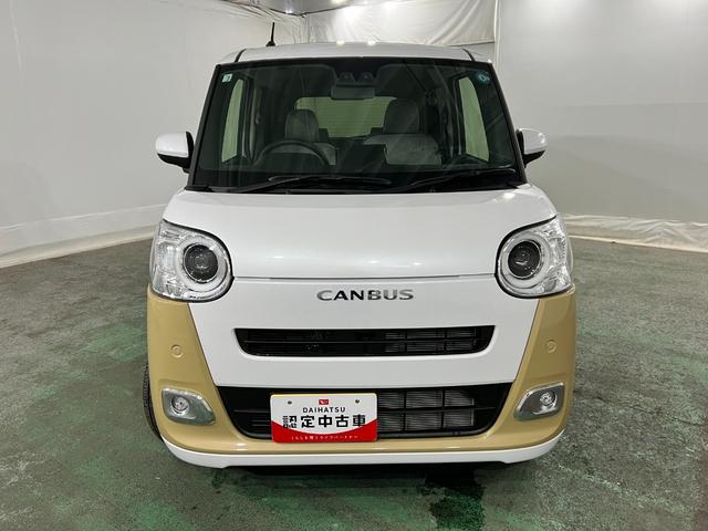 ムーヴキャンバスストライプスG 走行18キロ/LEDヘッドランプ/純正マット1年保証距離無制限 走行距離18キロ 純正マット サイドエアバッグ LEDヘッドランプ アイドリングストップ シートヒーター 両側電動スライドドア オート格納式ドアミラー 電動パーキングブレーキ(埼玉県)の中古車