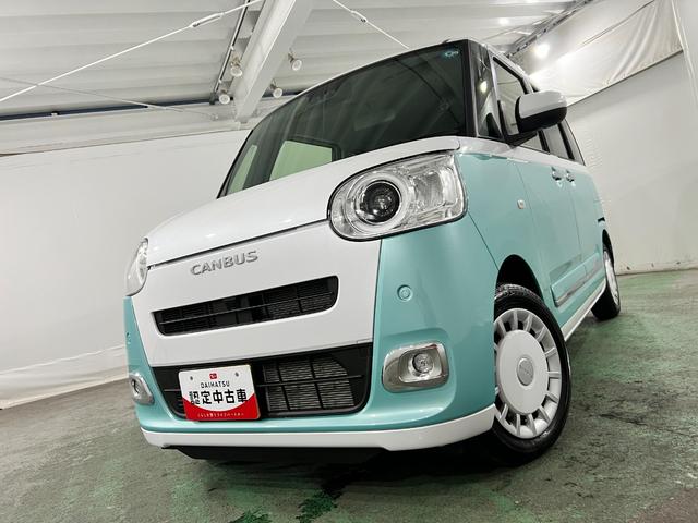 ムーヴキャンバスストライプスＧ　走行３６４３キロ／ＬＥＤヘッドランプ／マット１年保証距離無制限　走行距離３６４３キロ　純正マット　サイドエアバッグ　ＬＥＤヘッドランプ　アイドリングストップ　シートヒーター　両側電動スライドドア　オート格納式ドアミラー　電動パーキングブレーキ（埼玉県）の中古車