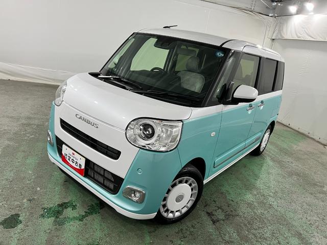 ムーヴキャンバスストライプスＧ　走行３６４３キロ／ＬＥＤヘッドランプ／マット１年保証距離無制限　走行距離３６４３キロ　純正マット　サイドエアバッグ　ＬＥＤヘッドランプ　アイドリングストップ　シートヒーター　両側電動スライドドア　オート格納式ドアミラー　電動パーキングブレーキ（埼玉県）の中古車