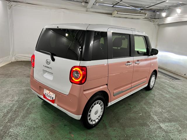 ムーヴキャンバスストライプスＧ　走行２４７４キロ／社用車／クリアランスソナー１年保証・走行距離無制限　サイドエアバック　クリアランスソナー　オートマチックハイビーム　オートライト　ＬＥＤヘッドライト　ベンチシート　シートヒーター　両側電動スライドドア（埼玉県）の中古車