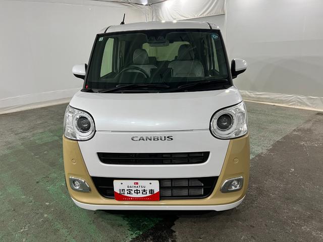 ムーヴキャンバスストライプスＧ　走行２２８４キロ／ＬＥＤヘッドランプ／マット１年保証距離無制限　走行距離２２８４キロ　純正マット　サイドエアバッグ　ＬＥＤヘッドランプ　アイドリングストップ　シートヒーター　両側電動スライドドア　オート格納式ドアミラー　電動パーキングブレーキ（埼玉県）の中古車