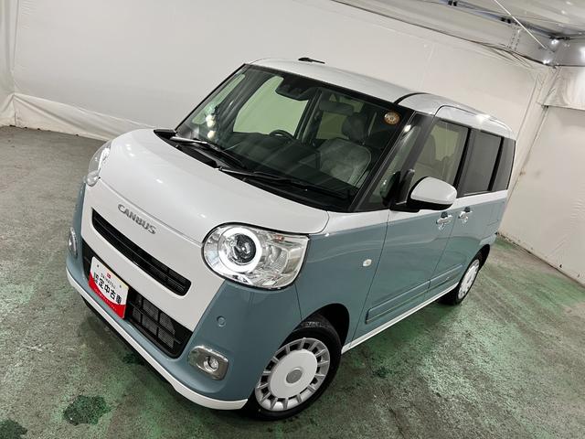 ムーヴキャンバスストライプスＧ　走行３０９８キロ／ＬＥＤヘッドランプ／マット１年保証距離無制限　走行距離３０９８キロ　純正マット　サイドエアバッグ　ＬＥＤヘッドランプ　アイドリングストップ　シートヒーター　両側電動スライドドア　オート格納式ドアミラー　電動パーキングブレーキ（埼玉県）の中古車