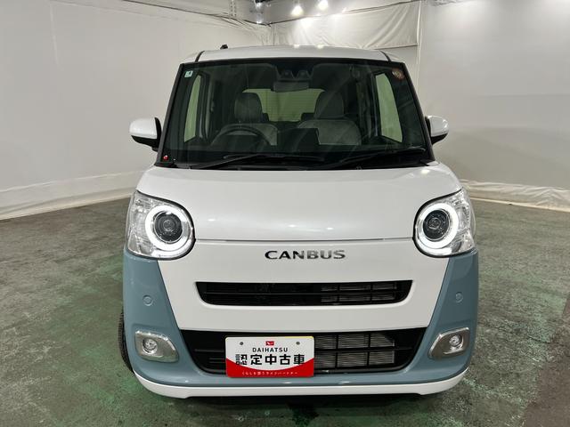 ムーヴキャンバスストライプスＧ　走行３０９８キロ／ＬＥＤヘッドランプ／マット１年保証距離無制限　走行距離３０９８キロ　純正マット　サイドエアバッグ　ＬＥＤヘッドランプ　アイドリングストップ　シートヒーター　両側電動スライドドア　オート格納式ドアミラー　電動パーキングブレーキ（埼玉県）の中古車