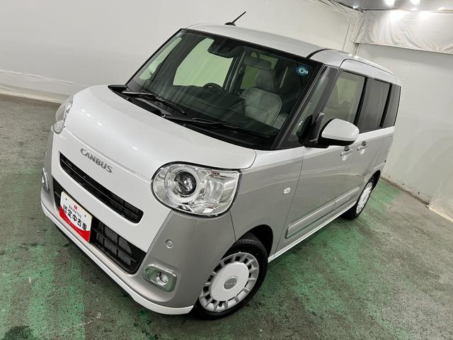ムーヴキャンバスストライプスＧ　走行６３９５キロ／社用車／クリアランスソナー１年保証・走行距離無制限　サイドエアバック　クリアランスソナー　オートマチックハイビーム　オートライト　ＬＥＤヘッドライト　ベンチシート　シートヒーター　両側電動スライドドア（埼玉県）の中古車