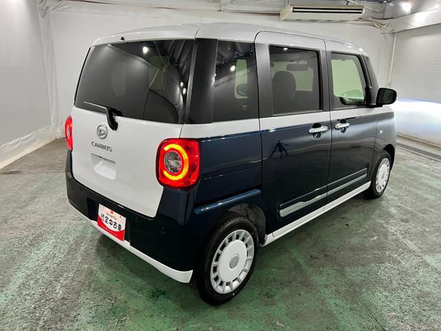 ムーヴキャンバスストライプスＧ　走行６０５キロ／社用車／クリアランスソナー１年保証・走行距離無制限　サイドエアバック　クリアランスソナー　オートマチックハイビーム　オートライト　ＬＥＤヘッドライト　ベンチシート　シートヒーター　両側電動スライドドア（埼玉県）の中古車