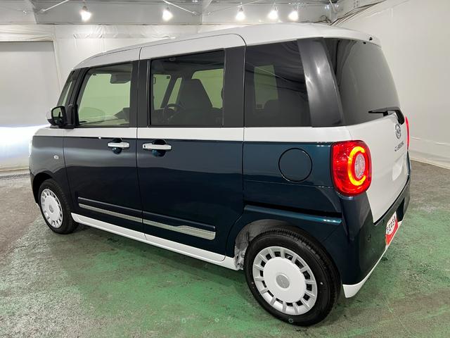 ムーヴキャンバスストライプスＧ　走行６０５キロ／社用車／クリアランスソナー１年保証・走行距離無制限　サイドエアバック　クリアランスソナー　オートマチックハイビーム　オートライト　ＬＥＤヘッドライト　ベンチシート　シートヒーター　両側電動スライドドア（埼玉県）の中古車