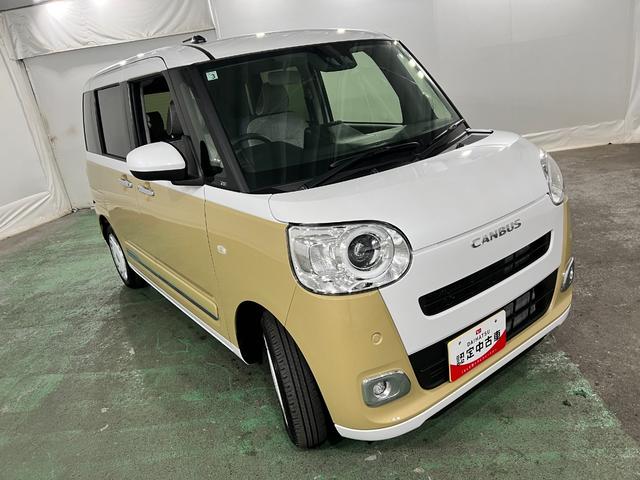 ムーヴキャンバスストライプスG 走行1801キロ/クリアランスソナー/社用車1年保証・走行距離無制限 サイドエアバック クリアランスソナー オートマチックハイビーム オートライト LEDヘッドライト ベンチシート シートヒーター 両側電動スライドドア(埼玉県)の中古車