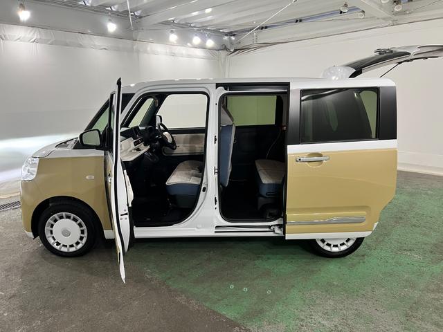 ムーヴキャンバスストライプスG 走行1801キロ/クリアランスソナー/社用車1年保証・走行距離無制限 サイドエアバック クリアランスソナー オートマチックハイビーム オートライト LEDヘッドライト ベンチシート シートヒーター 両側電動スライドドア(埼玉県)の中古車