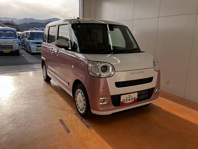 ムーヴキャンバスストライプスGターボサポカーSワイド適合 パノラマモニター対応 USB接続端子 電動パーキングブレーキ シートヒーター 両側オートスライドドア Pスタート 全車速追従機能付ACC ポータブル充電器 キーフリー(神奈川県)の中古車