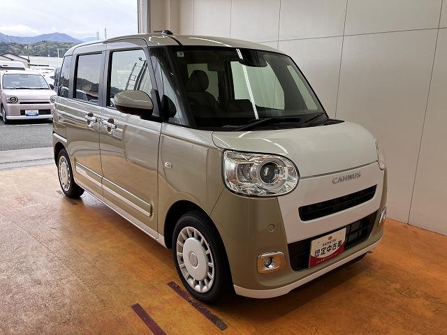 ムーヴキャンバスストライプスＧターボサポカーＳワイド適合　パノラマモニター対応　ＵＳＢ接続端子　電動パーキングブレーキ　シートヒーター　両側オートスライドドア　Ｐスタート　全車速追従機能付ＡＣＣ　ホッとカップホルダー　キーフリー（神奈川県）の中古車