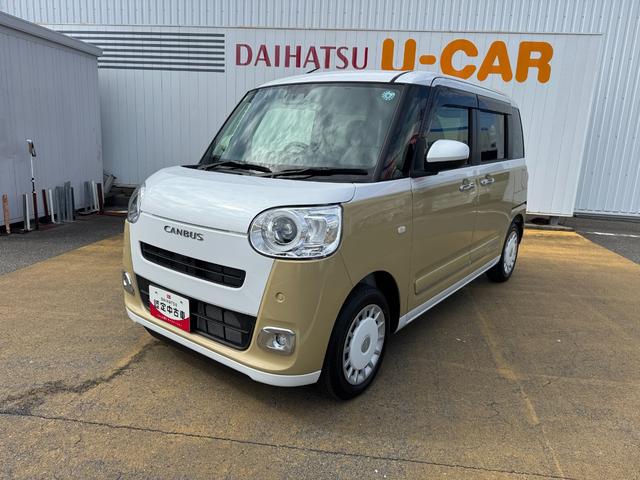 ムーヴキャンバスストライプスＧ新車保証継承付　オーディオレス　バックカメラ　スマートキー　両側電動スライドドア　オートライト　ＬＥＤヘッドライト　衝突軽減ブレーキ　横滑り防止装置　アイドリングストップ　クリアランスソナー（福岡県）の中古車