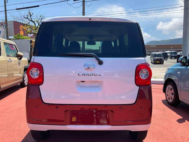 ムーヴキャンバスストライプスＧ追突軽減ブレーキ　車線逸脱警告　ＬＥＤライト　オートＬＥＤ　キーレスエントリー　スマートキー　ベンチシート　シートヒータ　全周囲モニター　点検記録簿（山口県）の中古車