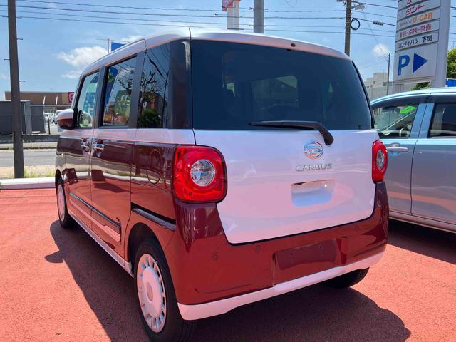 ムーヴキャンバスストライプスＧ追突軽減ブレーキ　車線逸脱警告　ＬＥＤライト　オートＬＥＤ　キーレスエントリー　スマートキー　ベンチシート　シートヒータ　全周囲モニター　点検記録簿（山口県）の中古車