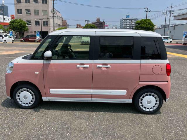 ムーヴキャンバスストライプスＧ追突軽減ブレーキ　車線逸脱警告　ＬＥＤライト　オートライト　スマートキー　キーレスエントリー　ベンチシート　シートヒータ　全周囲モニター　点検記録簿（山口県）の中古車