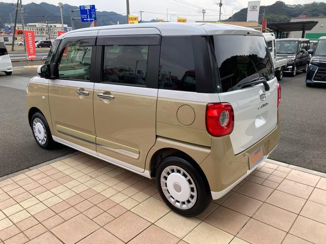 ムーヴキャンバスストライプスＧ　ワンオーナー走行距離無制限１２ヶ月保証付き　両側パワードア　スマートキーＰスタート　軽減ブレーキ　リアカメラ　セキュリティ　ＬＥＤライト　レーンキープ　オートＬＥＤ　シ−トヒ−タ−　アイドリングストップ機能（大分県）の中古車