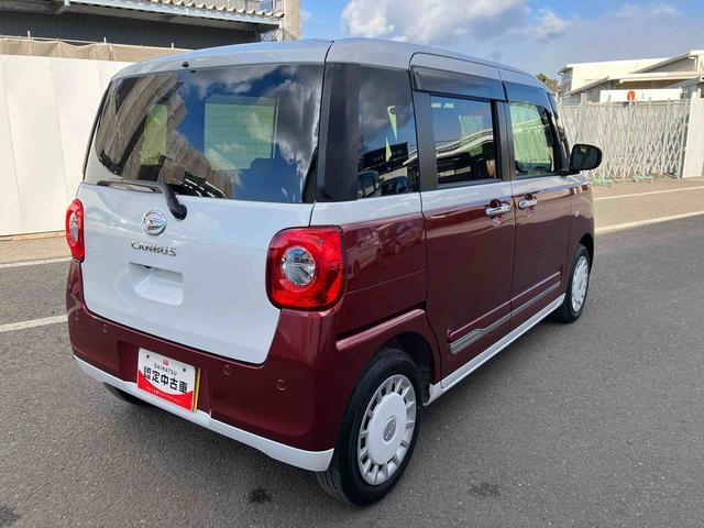 ムーヴキャンバスストライプスＧターボ走行距離無制限１２ヶ月保証付き　レーダーブレーキ　禁煙　Ｂカメラ　１オーナー　シートＨ　左右オートスライド　オートハイビーム　ＬＥＤヘッドライト　ターボ車　スマートキー　記録簿　レーンキープ（大分県）の中古車