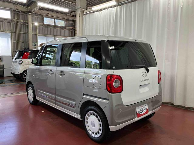 ムーヴキャンバスストライプスG届出済未使用車 元展示車 禁煙 スマートキー プッシュスタート シートヒーター 両側電動スライドドア 電動格納ミラー 車線逸脱警報 ベンチシート LEDヘッドランプ オートハイビーム 衝突安全ボディ(長崎県)の中古車