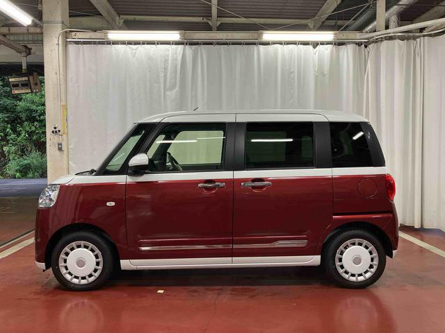 ムーヴキャンバスストライプスＧ届出済未使用車　元展示車　両側電動スライドドア　衝突被害軽減システム　イモビライザー　アイドルストップ　電動格納式ドアミラー　シートヒーター　ＬＥＤヘッドランプ　スマートキー　プッシュスタート（長崎県）の中古車