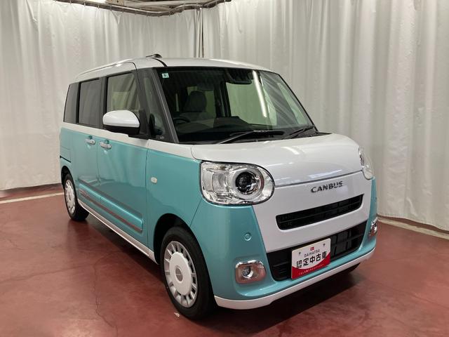 ムーヴキャンバスストライプスＧ届出済未使用車　元展示車　衝突被害軽減システム　アイドリングストップ　禁煙　電動格納式ドアミラー　ＬＥＤヘッドランプ　イモビライザー　車線逸脱警告　シートヒーター　スマートキー　オートライト（長崎県）の中古車