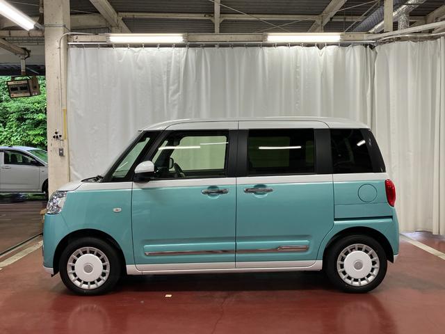 ムーヴキャンバスストライプスＧ届出済未使用車　元展示車　衝突被害軽減システム　アイドリングストップ　禁煙　電動格納式ドアミラー　ＬＥＤヘッドランプ　イモビライザー　車線逸脱警告　シートヒーター　スマートキー　オートライト（長崎県）の中古車