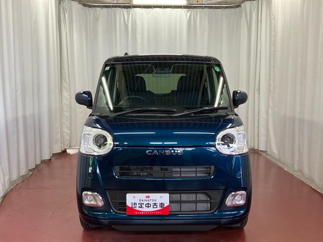 ムーヴキャンバスセオリーＧ届出済未使用車　元展示車　１オーナー　アイドリングストップ　衝突被害軽減システム　電動格納ドアミラー　ＬＥＤヘッドランプ　シートヒーター　両側電動スライドドア　禁煙　オートライト　ベンチシート（長崎県）の中古車