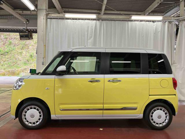ムーヴキャンバスストライプスG届済未使用車 元展示車 1オーナー 両側電動スライドドア レーンアシスト 電動格納式ドアミラー 衝突安全ボディ アイドリングストップ シートヒーター スマートキー プッシュスタート 車線逸脱警告 禁煙(長崎県)の中古車