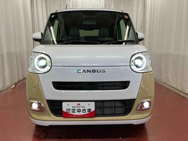 ムーヴキャンバスストライプスＧ届出済未使用車　元展示車　アイドリングストップ　禁煙　セキュリティアラーム　スマートキー　プッシュスタート　シートヒーター　１オーナー車　ＬＥＤヘッドランプ　車線逸脱警報　オートマチックハイビーム（長崎県）の中古車