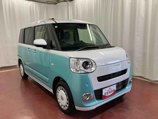 ムーヴキャンバスストライプスＧ届出済未使用車　元展示車　アイドリングストップ　禁煙　セキュリティアラーム　スマートキー　プッシュスタート　シートヒーター　１オーナー車　ＬＥＤヘッドランプ　車線逸脱警報　オートマチックハイビーム（長崎県）の中古車