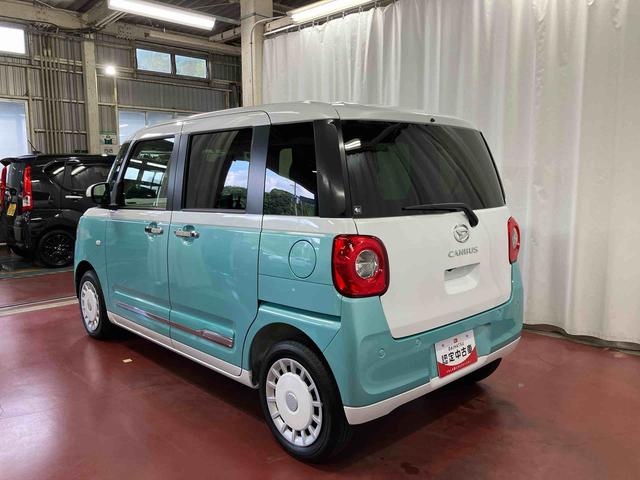 ムーヴキャンバスストライプスＧ届出済未使用車　元展示車　アイドリングストップ　禁煙　セキュリティアラーム　スマートキー　プッシュスタート　シートヒーター　１オーナー車　ＬＥＤヘッドランプ　車線逸脱警報　オートマチックハイビーム（長崎県）の中古車