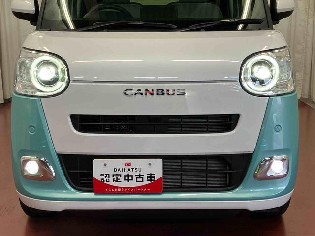ムーヴキャンバスストライプスＧ届出済未使用車　元展示車　アイドリングストップ　禁煙　セキュリティアラーム　スマートキー　プッシュスタート　シートヒーター　１オーナー車　ＬＥＤヘッドランプ　車線逸脱警報　オートマチックハイビーム（長崎県）の中古車