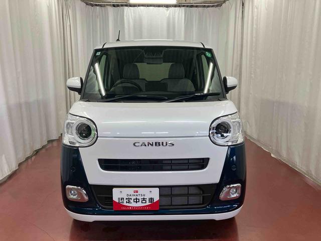 ムーヴキャンバスストライプスＧ届出済未使用車　元展示車　衝突被害軽減システム　アイドリングストップ　禁煙　スマートキー　プッシュスタート　シートヒーター　ＬＥＤヘッドランプ　車線逸脱警報　ベンチシート　オートマチックハイビーム（長崎県）の中古車