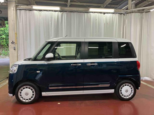 ムーヴキャンバスストライプスＧ届出済未使用車　元展示車　衝突被害軽減システム　アイドリングストップ　禁煙　スマートキー　プッシュスタート　シートヒーター　ＬＥＤヘッドランプ　車線逸脱警報　ベンチシート　オートマチックハイビーム（長崎県）の中古車