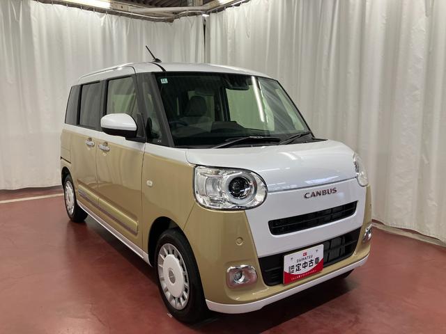 ムーヴキャンバスストライプスＧ届出済未使用車　元展示車　アイドリングストップ　禁煙　セキュリティアラーム　スマートキー　プッシュスタート　シートヒーター　１オーナー　ＬＥＤヘッドランプ　車線逸脱警報　ベンチシート　オートハイビーム（長崎県）の中古車