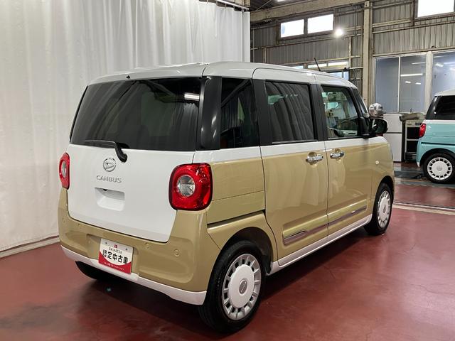 ムーヴキャンバスストライプスＧ届出済未使用車　元展示車　アイドリングストップ　禁煙　セキュリティアラーム　スマートキー　プッシュスタート　シートヒーター　１オーナー　ＬＥＤヘッドランプ　車線逸脱警報　ベンチシート　オートハイビーム（長崎県）の中古車