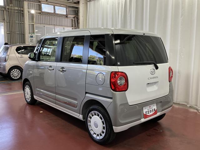 ムーヴキャンバスストライプスＧ届出済未使用車　展示車　禁煙　踏み間違い防止　セキュリティ　スマートキー　ＬＥＤ　シートヒーター　車線逸脱警告　アイドリングストップ　オートライト　安全ボディ　両側電動スライドドア　点検記録簿（長崎県）の中古車