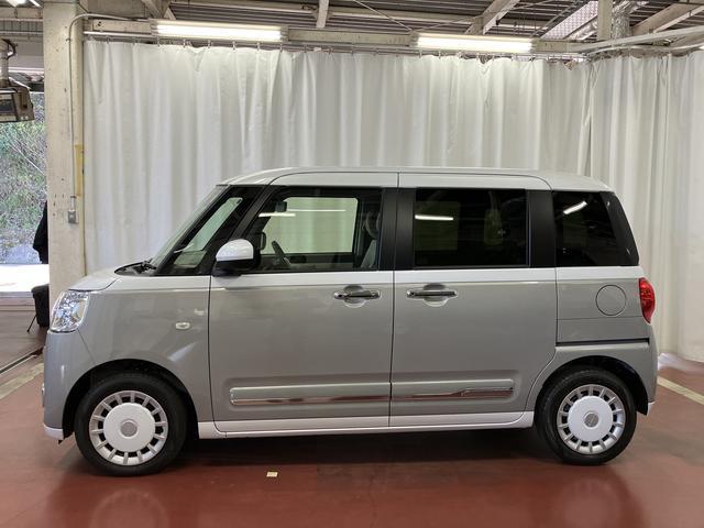ムーヴキャンバスストライプスＧ届出済未使用車　展示車　禁煙　踏み間違い防止　セキュリティ　スマートキー　ＬＥＤ　シートヒーター　車線逸脱警告　アイドリングストップ　オートライト　安全ボディ　両側電動スライドドア　点検記録簿（長崎県）の中古車