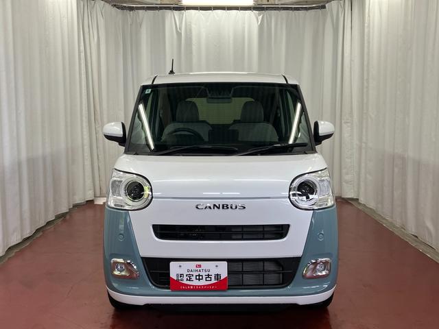 ムーヴキャンバスストライプスＧひょう害車　届出済未使用車　展示車　両側パワードア　スマートキー　軽減ブレーキ　禁煙　セキュリティ　電格ミラー　ＬＥＤライト　レーンキープ　フロントベンチシート　シ−トヒ−タ−（長崎県）の中古車