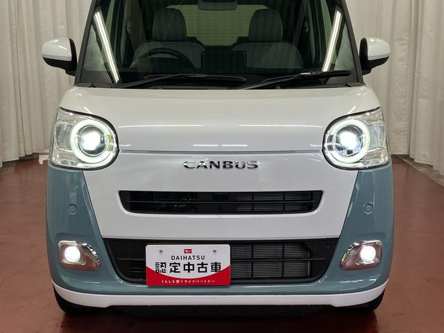 ムーヴキャンバスストライプスＧひょう害車　届出済未使用車　展示車　両側パワードア　スマートキー　軽減ブレーキ　禁煙　セキュリティ　電格ミラー　ＬＥＤライト　レーンキープ　フロントベンチシート　シ−トヒ−タ−（長崎県）の中古車